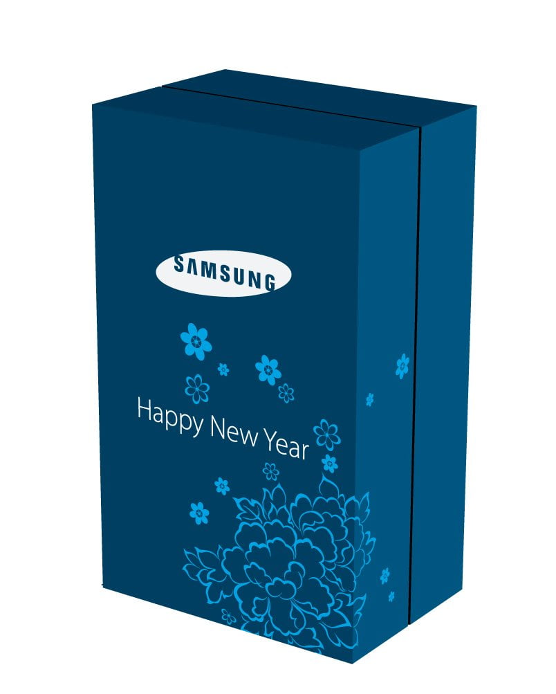 Mẫu hộp quà tết cho doanh nghiệp in logo của Samsung